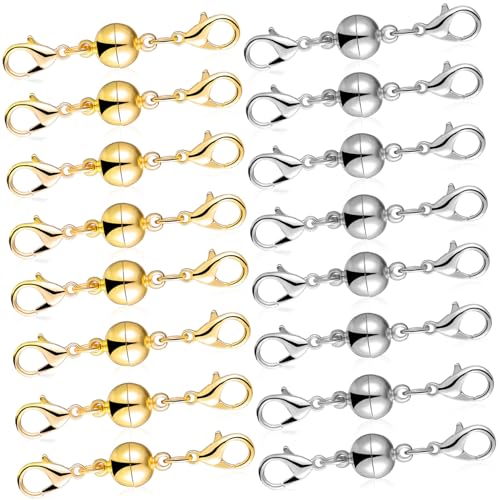 WRITWAA 20 Stück Teiliges Magnetische Verbindungsklammern aus Gold Silberfarbene Doppelte Karabinerverschlüsse Langlebig Allergiefrei für Armband Halskettenherstellung Einfach zu WRITWAA 20 Stück Teiliges Magnetische Verbindungsklammern aus Gold Silberfarbene Doppelte Karabinerverschlüsse Langlebig Allergiefrei für Armband Halskettenherstellung Einfach zu von WRITWAA