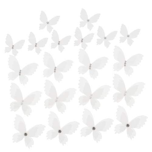 WRITWAA 20 Stück Teiliges Weiße Doppelschichtige Organza Schmetterling Patches mit Strass Bestickte Applikationen für DIY Hochzeitskleider Kleidung Taschen und Bastelprojekte von WRITWAA