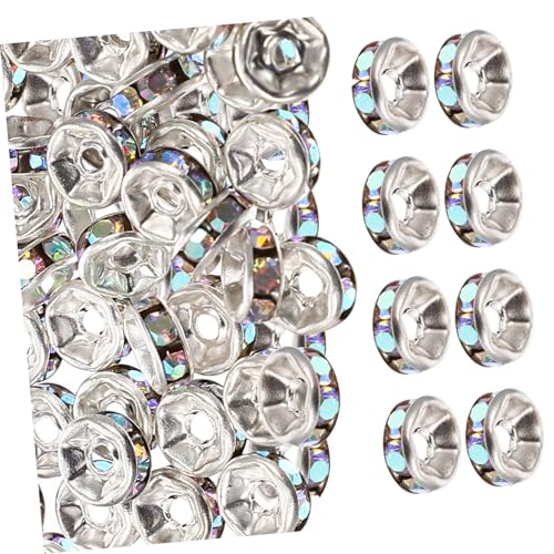WRITWAA 200 Stück Rhinestone Spacer Perlen Runde Lose Schmuckperlen zum Auffädeln für DIY Armbänder Halsketten Bastelzubehör für Erwachsene und Schmuckherstellung WRITWAA 200 Stück Rhinestone Spacer Perlen Runde Lose Schmuckperlen zum Auffädeln für DIY Armbänder Halsketten Bastelzubehör für Erwachsene und Schmuckherstellung von WRITWAA