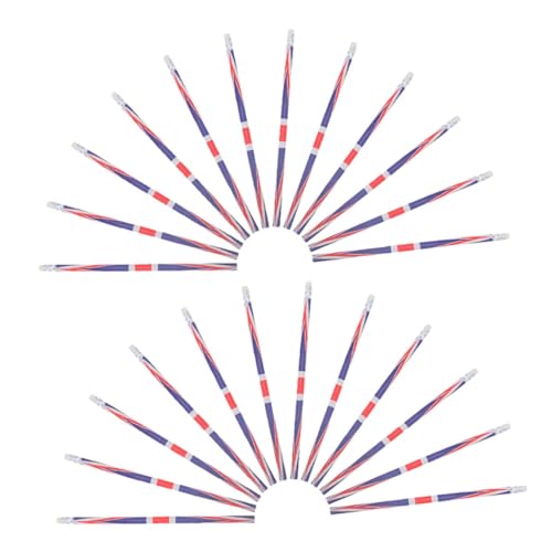 WRITWAA 24 Stück Teiliges Holzstifte mit Radiergummi Union Jack Muster Stabile Leicht Spitzbare Schreibbleistifte für Schule Büro Partygeschenke Dekorative Buntstifte von WRITWAA