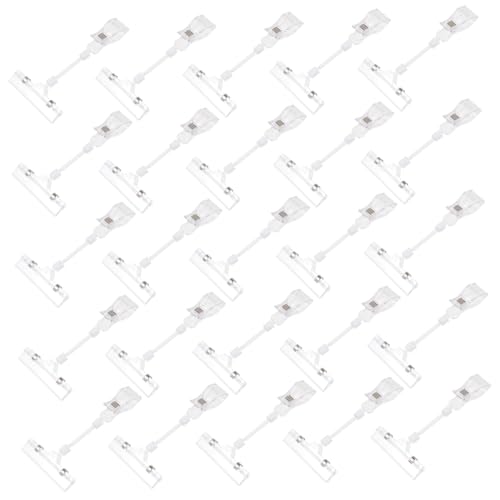 WRITWAA 25 Stück Teiliges Drehbarer Doppel etikettenhalter aus Kunststoff Wiederverwendbarer Schildhalter für Preisanzeigen und Warenkennzeichnung Transparenter Clip für Einzelhandel von WRITWAA