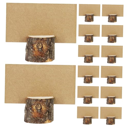 WRITWAA 26 Sätze Rustikaler Holz Memo Paper Holder mit Blanko Papierkarten Baumstamm-form Platzkartenhalter für Hochzeit und Büro Vielseitiger Tischkartenhalter zur Effektiven Organisation von WRITWAA