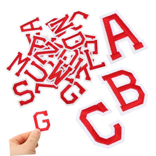WRITWAA 26 Stück Teiliges A z Bestickte Applikationen zum Aufbügeln Rote Alphabet patches für Kleidung Taschen Jacken DIY Textilflicken Langlebig und Vielseitig Einsetzbar von WRITWAA