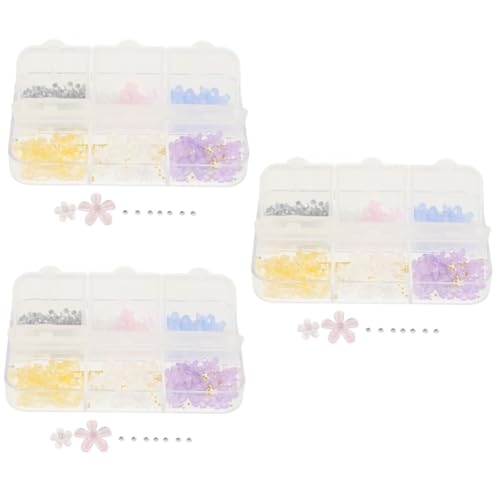 WRITWAA 3 Boxen Blumenanhänger Für Nägel Nail-art-handwerk Nagel Diy Nagelabziehbilder Nagelkunstzubehör Ästhetisch Diy-maniküre-anhänger Reize Nagelkunst-edelsteine Bausätze Plastik von WRITWAA