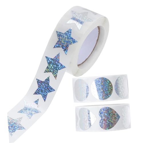 WRITWAA 3 Rollen DIY Geschenkaufkleber Selbstklebende Glänzende Herz siegelsticker für Geschenke Backverpackungen und Partys Dekorative Holografische Etiketten Stark Haftend von WRITWAA