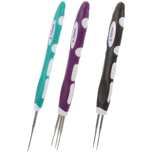 WRITWAA 3 Stück Teiliges Dreadlock Häkelnadel mit Weichem Griff Einzelne Doppelte Dreifache Nadeln Ergonomisch Vielseitig für Verschiedene Haarlängen Haarverlängerungen Flecht von WRITWAA