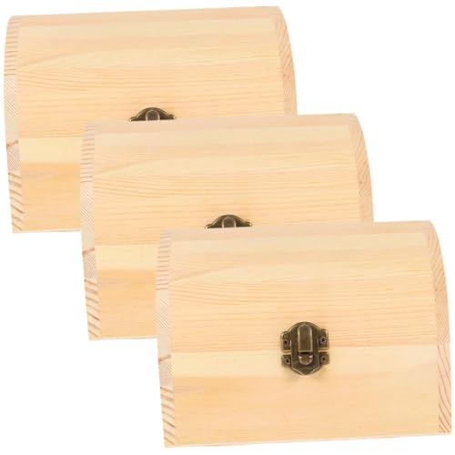 WRITWAA 3 Stück Teiliges Holzkisten aus Massivem Holz für DIY Bastelprojekte Bemalbare Schmuck Aufbewahrungsboxen für Geschenkdekorationen von WRITWAA