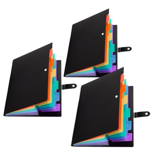 WRITWAA 3 Stück Teiliges Multi Pocket Folder aus PP Erweiterbarer Accordion File Organizer Lagigem Desktop File Folder Praktischer Büro Organizer für Wichtige Dokumente und Akten von WRITWAA