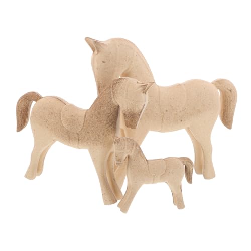 WRITWAA 3 Stück Teiliges Unvollendete Holzpferd-figuren Vintage Stil DIY Holzpferde Skulptur für Malen Miniatur Tier-ornament als Wohn Bürodekoration WRITWAA 3 Stück Teiliges Unvollendete Holzpferd-figuren Vintage Stil DIY Holzpferde Skulptur für Malen Miniatur Tier-ornament als Wohn Bürodekoration von WRITWAA
