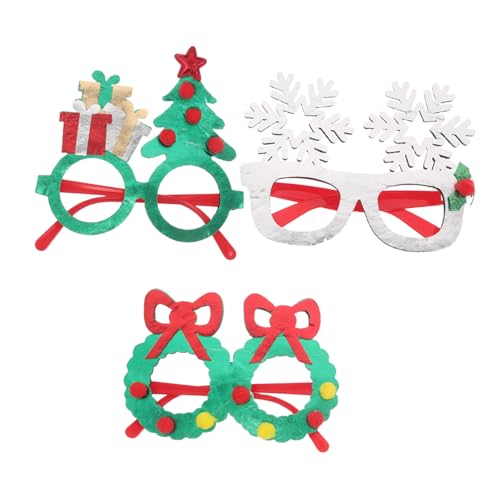 WRITWAA 3 Stück Teiliges Weihnachtsbaum Schneeflocken-design Leichte Wiederverwendbare Festtagsbrillen Ergonomisch für Langzeitgebrauch als Xmas Party Eyeglasses und Neujahrsfeier Zubehör von WRITWAA