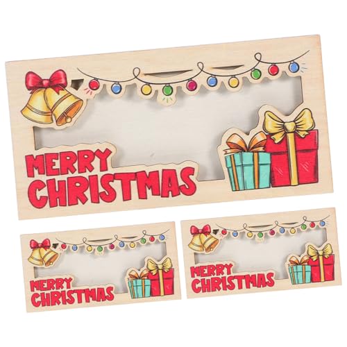 WRITWAA 3 Stück Weihnachts Geldhalter aus Holz Kompakter Cash Organizer mit Elegantem Muster Vielseitiger Kartenhalter für Bargeld Visitenkarten und Fotos Robustes Design als Festliches von WRITWAA