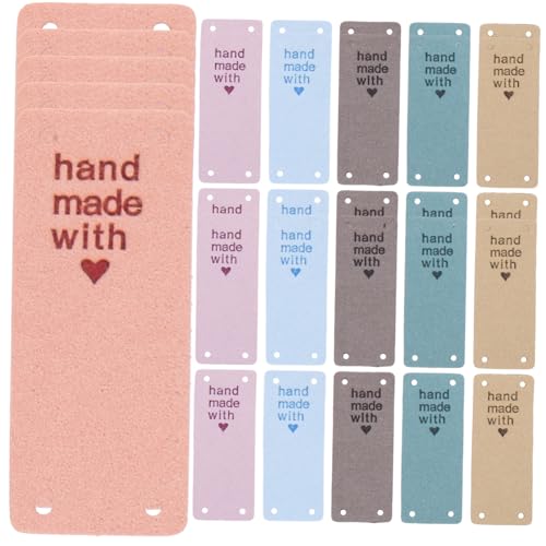 WRITWAA 30 Stück Teiliges Buntes Handmade Stoffetiketten zum Aufnähen Rechteckige DIY Kleidungsetiketten Dekorative Geprägte Label für Pullover Jeans Hüte Taschen Vielseitig Einsetzbar von WRITWAA