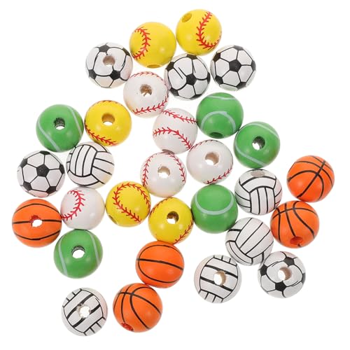 WRITWAA 30 Stück Teiliges Holzperlen mit Ballmotiven für DIY Schmuckherstellung Leichte Natürliche Holzkugeln mit Fußball Basketball Volleyball Baseball zum Auffädeln und Basteln von WRITWAA 30 Stück Teiliges Holzperlen mit Ballmotiven für DIY Schmuckherstellung Leichte Natürliche Holzkugeln mit Fußball Basketball Volleyball Baseball zum Auffädeln und Basteln von von WRITWAA