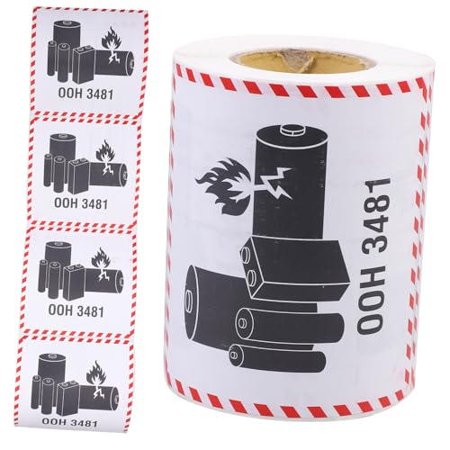 WRITWAA 300 Stück Lithium batterie Warnaufkleber Selbstklebend Feuerfestes Transportetikett für Lithium ionen akkus Gefahrgut Hinweis Geeignet für Luftfracht und Versand von WRITWAA