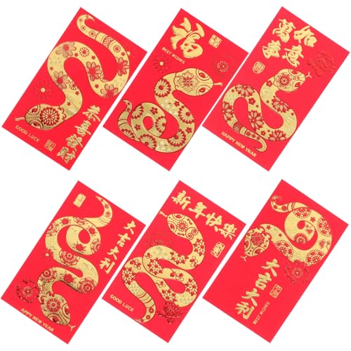 WRITWAA 36 Stück Teiliges Traditionelle Rote Umschläge für Chinesisches Neujahr Schlangenjahr Robuste Papierumschläge mit Lebendigem Rot Tragbar Vielseitig für Geldgeschenke und von WRITWAA