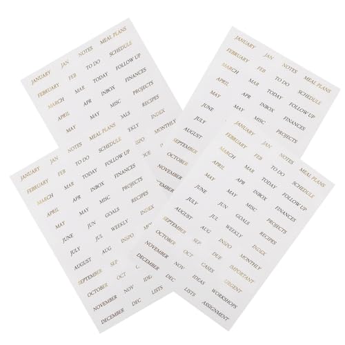 WRITWAA 4 Blätter Transparente Pet Scrapbook Aufkleber mit Goldener Heißprägefolie DIY Buchstaben und Monatsphrasen Dekorative Sticker für Fotoalben Tagebücher Bastelarbeiten und von WRITWAA