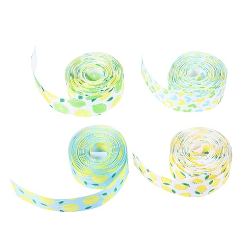 WRITWAA 4 Rollen Polyester Geschenkband mit Zitronen herz motiv À Dekoratives Bastelband für DIY verpackungen Partydekorationen und Handgemachte Schleifen von WRITWAA