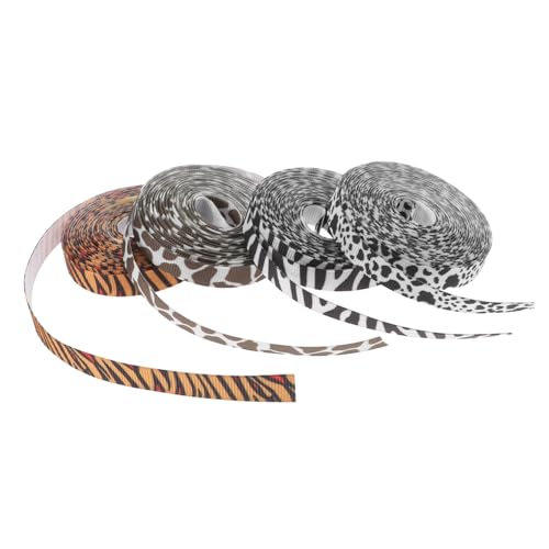 WRITWAA 4 Rollen Zoo-Geschenkverpackung Geschenkband Tiermuster Tiermotiv Geschenkband Party Dekoration Bänder Dekorationsbänder Band mit Gepardenmuster Gepardenband Cowboy-Band Polyester von WRITWAA