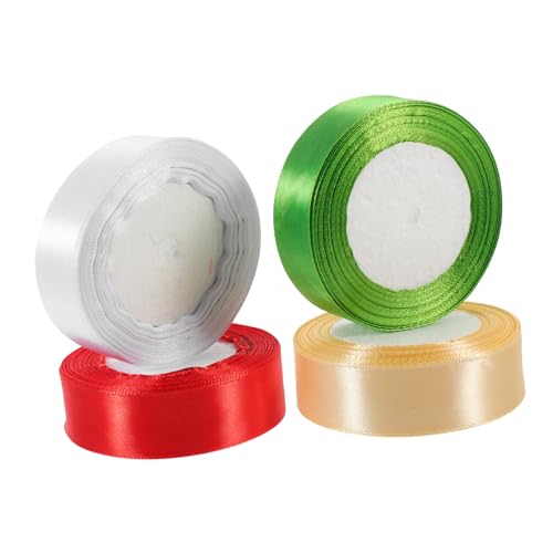 WRITWAA 4 Rollen dekoratives Band Gelb für Schwarz Verpackung Geschenkband lebendige Bänder Bandumwicklung schneidbares Geschenkband breites Band Festival-Handwerksband Polyester von WRITWAA