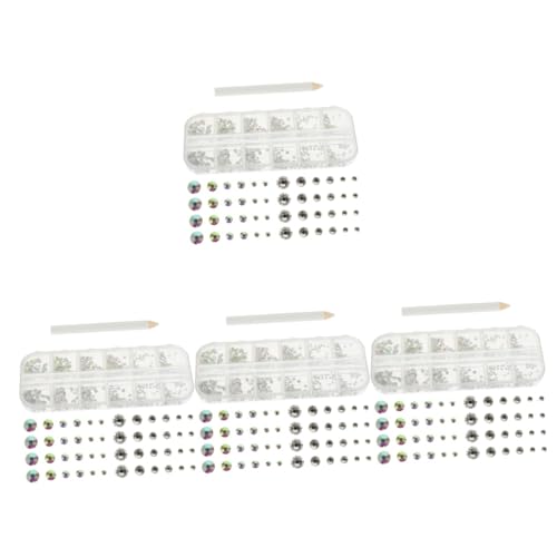 WRITWAA 4 Sätze Nagelbohrer Charms Für Nagelzubehör Kunst Nailart-strasssteine Nagel Edelsteine Flache Strasssteine ​​zum Basteln Uv Maniküre-strasssteine Polieren Nail Strass-kit Glas von WRITWAA