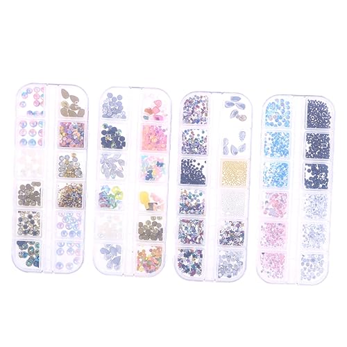 WRITWAA 4 Stück Nagelkunst Strasssteine Glänzende Nagelstuds und Fake Nagelperlen für Diy Nailart Dekoration C von WRITWAA