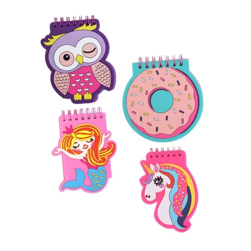 WRITWAA 4 Stück Teiliges Cartoon Notizheft Lose Leichtes Tragbares Notizbuch für Schüler Reiseplaner Tagebuch mit Glattem Dickem Papier für Kreative Notizen und Schreibblock von WRITWAA