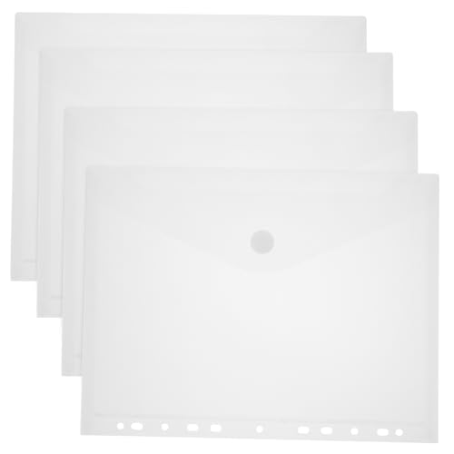 WRITWAA 4 Stück Transparente Dokumententaschen mit Klebeverschluss Dicke Büro ordner Vielseitige Kunststoff ordner zur Sicheren Aufbewahrung Wichtige Unterlagen für Schule und Büro von WRITWAA