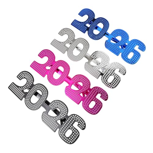 WRITWAA 4 Stück Year Eyeglasses Lustige Glitzerbrillen für Silvester Party Accessoires Foto Requisiten für Feiern Stilvolle Dekorationen Langlebig und Leicht WRITWAA 4 Stück Year Eyeglasses Lustige Glitzerbrillen für Silvester Party Accessoires Foto Requisiten für Feiern Stilvolle Dekorationen Langlebig und Leicht von WRITWAA