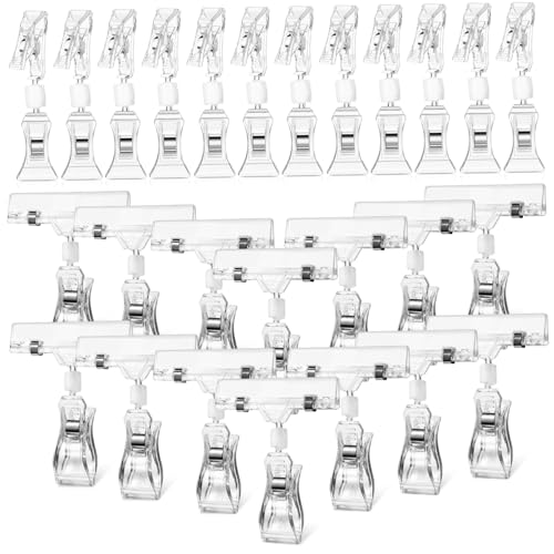 WRITWAA 40 Stück Doppelseitige Preisschildhalter Clips Drehbare Merchandise Display Clips Vielseitige Klammern für Supermarkt Tischnummern und Memoanzeigen Einfache Befestigung ohne von WRITWAA