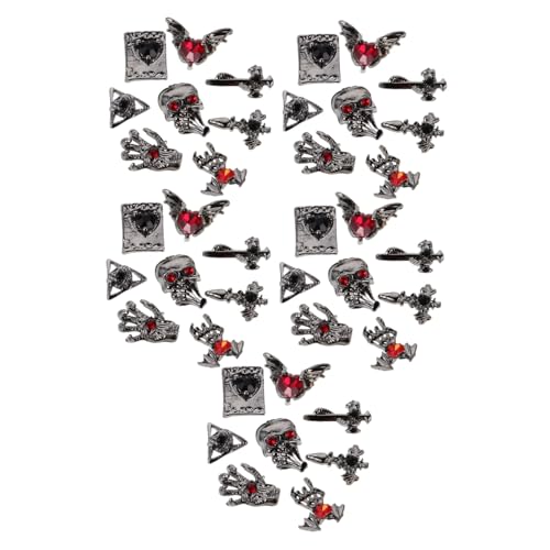 WRITWAA 40 Stück Nagelkunstartikel Anhänger für Nägel Nagelkunst-Anhänger gefälschte Nägel Goth Nagel Charms Schmuck aus Metallnagelkunst Punk-Nagelanhänger Urlaubsnagelkunst Legierung von WRITWAA