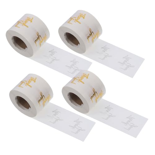 WRITWAA 4Rollen Selbstklebende Aufkleber Transparente Etiketten für Hochzeiten und Kleinunternehmensverpackungen von WRITWAA