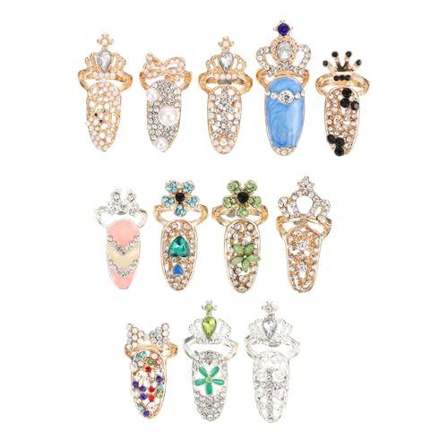 WRITWAA 5 Sätze Nagelset Ring Bescherung Weihnachten Geldgeschenke Weihnachten Weihnsgeschenke Damenring Nail Fingernagelring Ringe Kreativer Ring Maniküre-schmuck Legierung 12 Stücke * 5 von WRITWAA