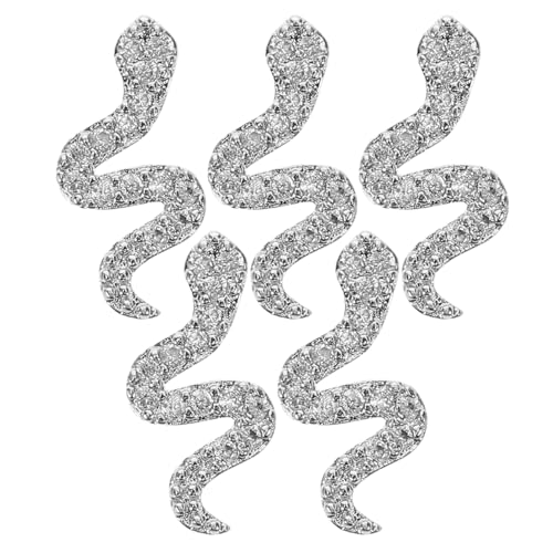 WRITWAA 5 Stück Teiliges Snake Nail Art Charms aus Legierung Vintage Punk Stil Nagel Schmuck für Diy Nageldesigns Silberne Metall Schlange mit Strass für Besondere Anlässe von WRITWAA