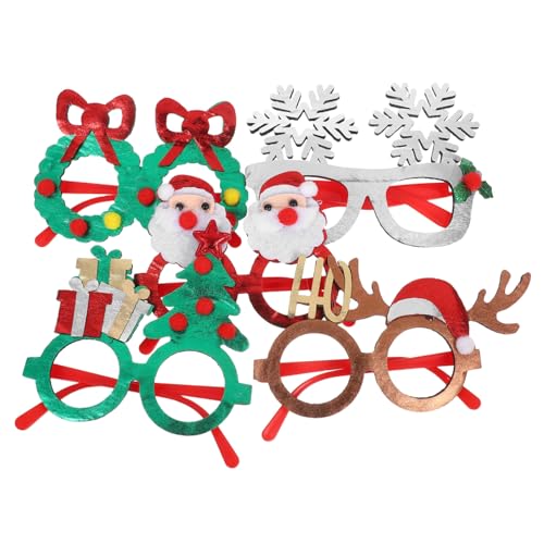 WRITWAA 5 Stück Weihnachtsdekoration Gläser glitzernde weihnachtsfeier Weihnachtskostüm Brillengestell Weihnachtsparty-Brille Neujahrsparty-Brillen Weihnachtsbrillen Brillengestelle Stoff von WRITWAA