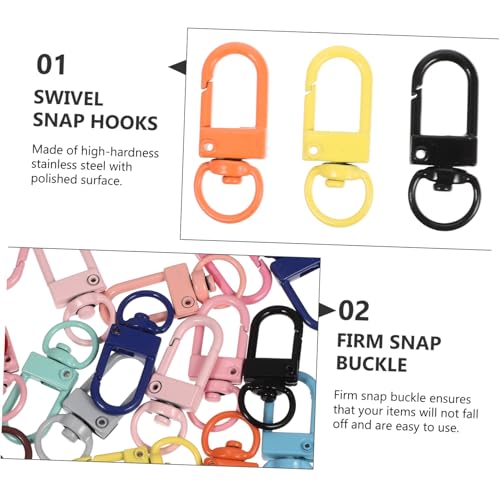 WRITWAA 50 Stück Bunte Metall Karabinerhaken Langlebige Drehbare Schlüsselanhänger Verschlüsse für DIY Schmuck Taschen Schlüsselbänder Multifunktionale Robuste Metallclips von WRITWAA
