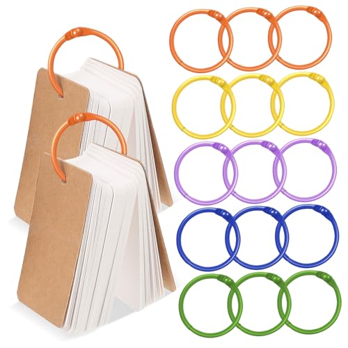WRITWAA 50 Stück Farbige Metall Buchringe für Basteln und Schlüsselanhänger Kleine Sichere Binder Ringe mit Schnappverschluss Vielseitig für Karteikarten Fotoalben und Loseblatt ordner von WRITWAA