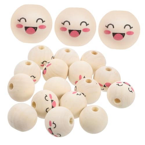 WRITWAA 50 Stück Kleine Holzperlen mit Großem Lachendes Gesicht Vielseitige Lose Schmuckperlen für Haarbänder DIY Basteln Holzperlen für Armbänder und Halsketten WRITWAA 50 Stück Kleine Holzperlen mit Großem Lachendes Gesicht Vielseitige Lose Schmuckperlen für Haarbänder DIY Basteln Holzperlen für Armbänder und Halsketten von WRITWAA