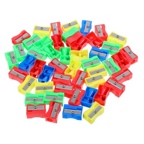 WRITWAA 50 Stück Manueller Mini Bleistiftspitzer Bunte Handanspitzer für Schule Büro Effektives Anspitzen mit Einlochartigem Design Wiederverwendbar und Praktisch für Schüler und Künstler von WRITWAA