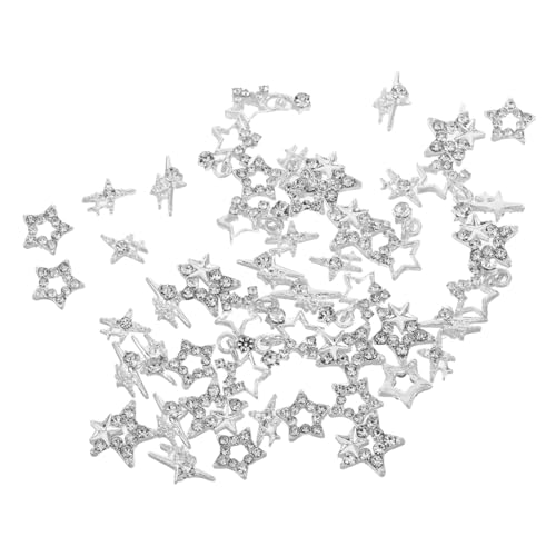 WRITWAA 50 Stück Stern Nail Art Charms für Acrylnägel Silberne Metallstuds Glitzernde Legierung Sternen-nagelsteine Nail Gems für Gel Acrylnägel DIY Schmuck für Weihnachts Festtagsnägel von WRITWAA