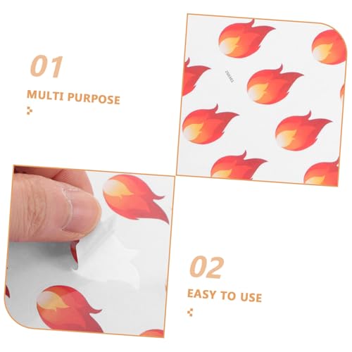 WRITWAA 500 Stück Kleine Flammen aufkleber Ölbeständig Selbstklebend Hitzeanzeigende Labels für Planer Dekoration Warnhinweise Vielseitige Kleine Etiketten für DIY und Organisation von WRITWAA