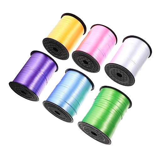 WRITWAA 6 Rollen Ballonband Dekoband Chiffonband Farbiges Band Ballonband Geschenkband Für Ballons Hochzeitsband Rosa Satin Dekoband Buntes Band Bänder Pvc von WRITWAA