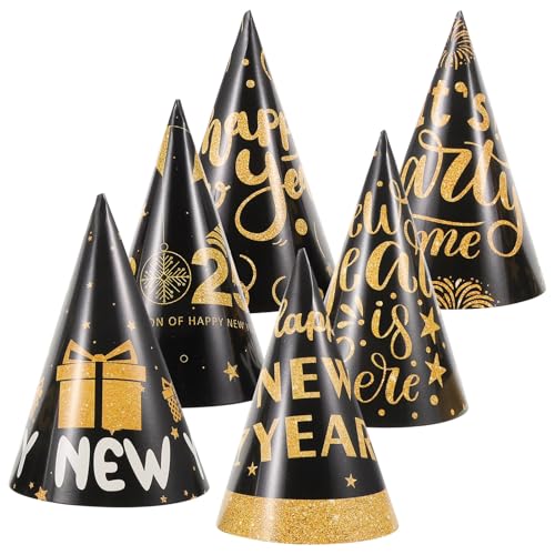 WRITWAA 6 Stück 2025 Neujahrs-Partyhüte Schwarz-Goldene Abschluss-Kegelhüte 2025-Vorabend-Hüte Für Festliche Feier Geburtstag Fotoautomaten-Requisite WRITWAA 6 Stück 2025 Neujahrs-Partyhüte Schwarz-Goldene Abschluss-Kegelhüte 2025-Vorabend-Hüte Für Festliche Feier Geburtstag Fotoautomaten-Requisite von WRITWAA