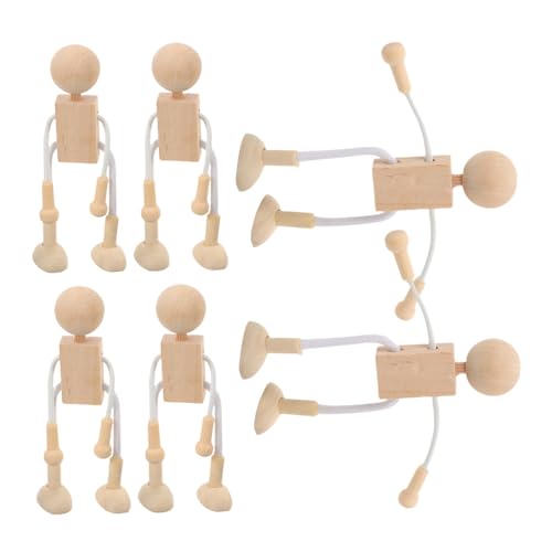 WRITWAA 6 Stück Teiliges DIY Holzpuppen zum Bemalen Naturbelassene Holzfiguren für Kreative Glatte Oberfläche Sicher für Bastelprojekte und Individuelle Gestaltung von WRITWAA