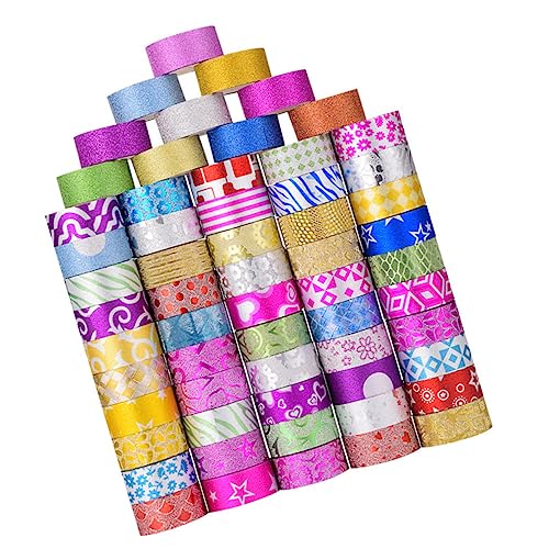 WRITWAA 60 Rollen Washi Tape Glitzer Klebeband pro Rolle Buntes Dekoratives Masking Tape für DIY Scrapbooking Geschenkverpackungen Notizbücher Handwerk von WRITWAA
