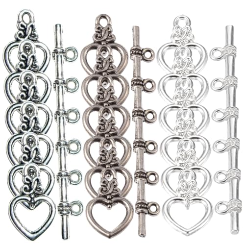 WRITWAA 60 Sätze Teiliges Herzform Toggle Verschlüsse in Antiksilber Antikgrün und Silber für Armband und Halskette DIY Schmuckherstellung Rostfrei Robust für Individuelle WRITWAA 60 Sätze Teiliges Herzform Toggle Verschlüsse in Antiksilber Antikgrün und Silber für Armband und Halskette DIY Schmuckherstellung Rostfrei Robust für Individuelle von WRITWAA