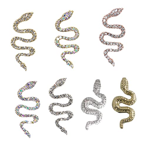 WRITWAA 7 Stück Teiliges Schlangen Nagel Gems Nail Art Rhinestone Dekorationen für Diy Nageldesign Glänzende und Kreative Nagelschmuck Accessoires von WRITWAA