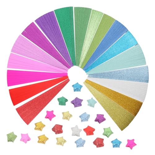 WRITWAA 720 Blatt Glitzer Origami Faltpapier Farben Sternenmuster Bastelpapier für DIY Handwerk Kunstprojekte Geeignet Kindergarten Schule Zuhause von WRITWAA
