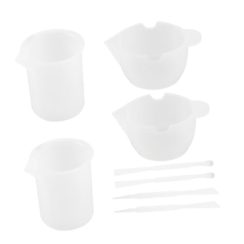 WRITWAA 8 Stück Teiliges Silikon mischbecher für Pigmentfarbe und Kristall epoxidharz Wiederverwendbare Dosierbecher mit Rührstäben und Spatel für DIY Bastelarbeiten und Wiederverwendbar von WRITWAA