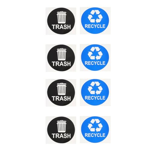 WRITWAA 8 Stück Wasserdichte Mülltonnen aufkleber aus Robustem PVC Abfall Recycling Klassifizierungssticker für Zuhause und Schule Langlebige Müllsortierung Helfer in Schwarz und Blau von WRITWAA