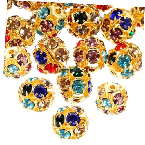 WRITWAA 90 Stück Teiliges DIY Schmuck Perlen Spacer Beads mit Funkelnden Strass Einlagen Bunte Zwischenperlen zum Auffädeln für Armbänder Halsketten Schmuckherstellung und Bastelprojekte von WRITWAA